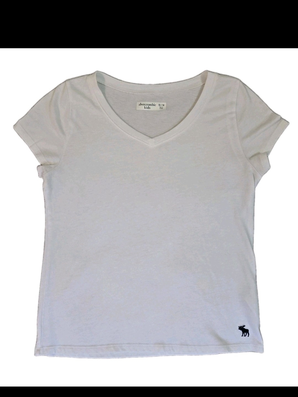Abercrombie Kids White V-Neck Moose Tee Sz 13/14